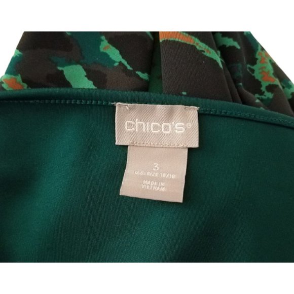 CHICO'S Green Black & Orange Sleeveless Animal Print Dress Women's 3 (16-18) - Picture 5 of 8